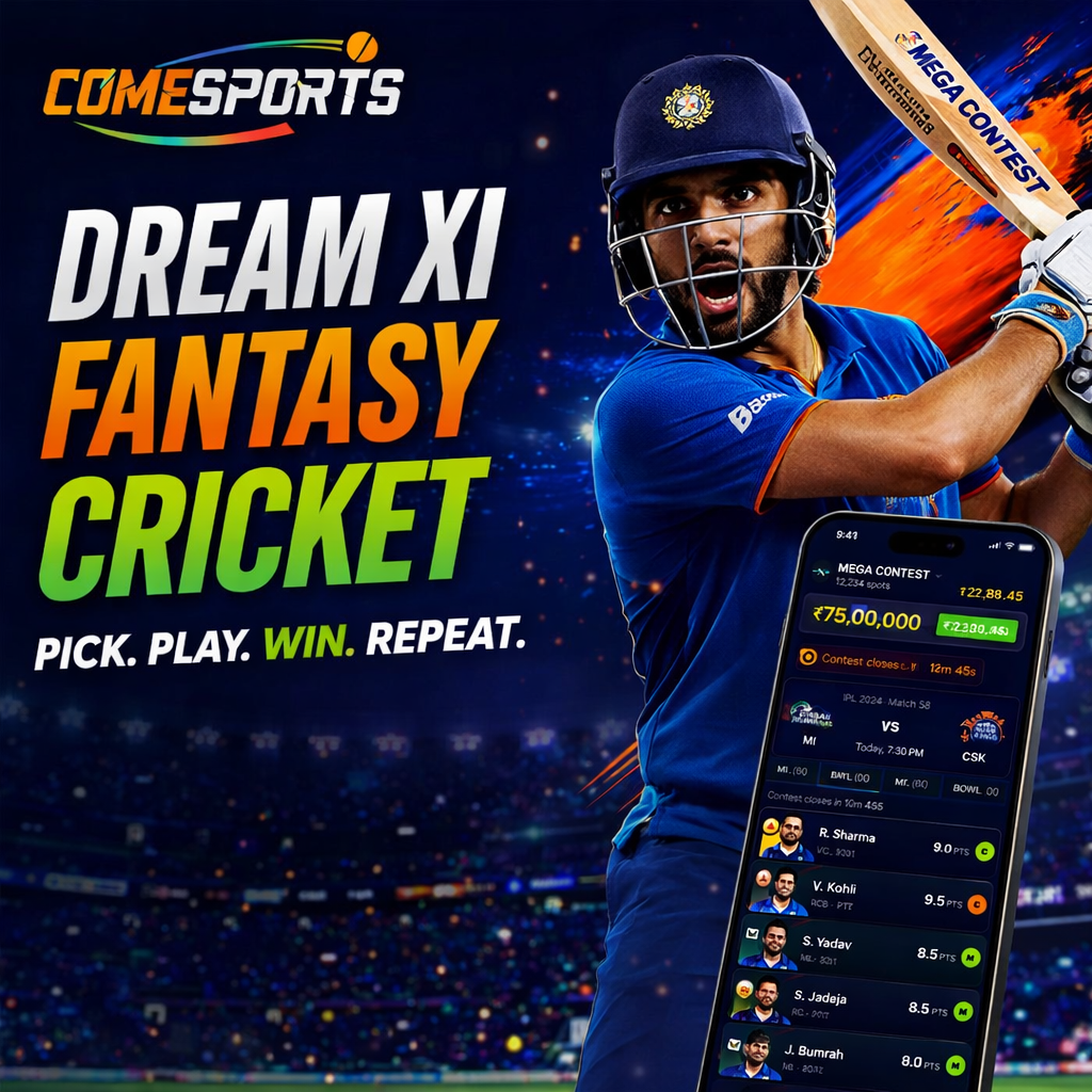 Come Play Club Dream XI fantasy cricket ad visual