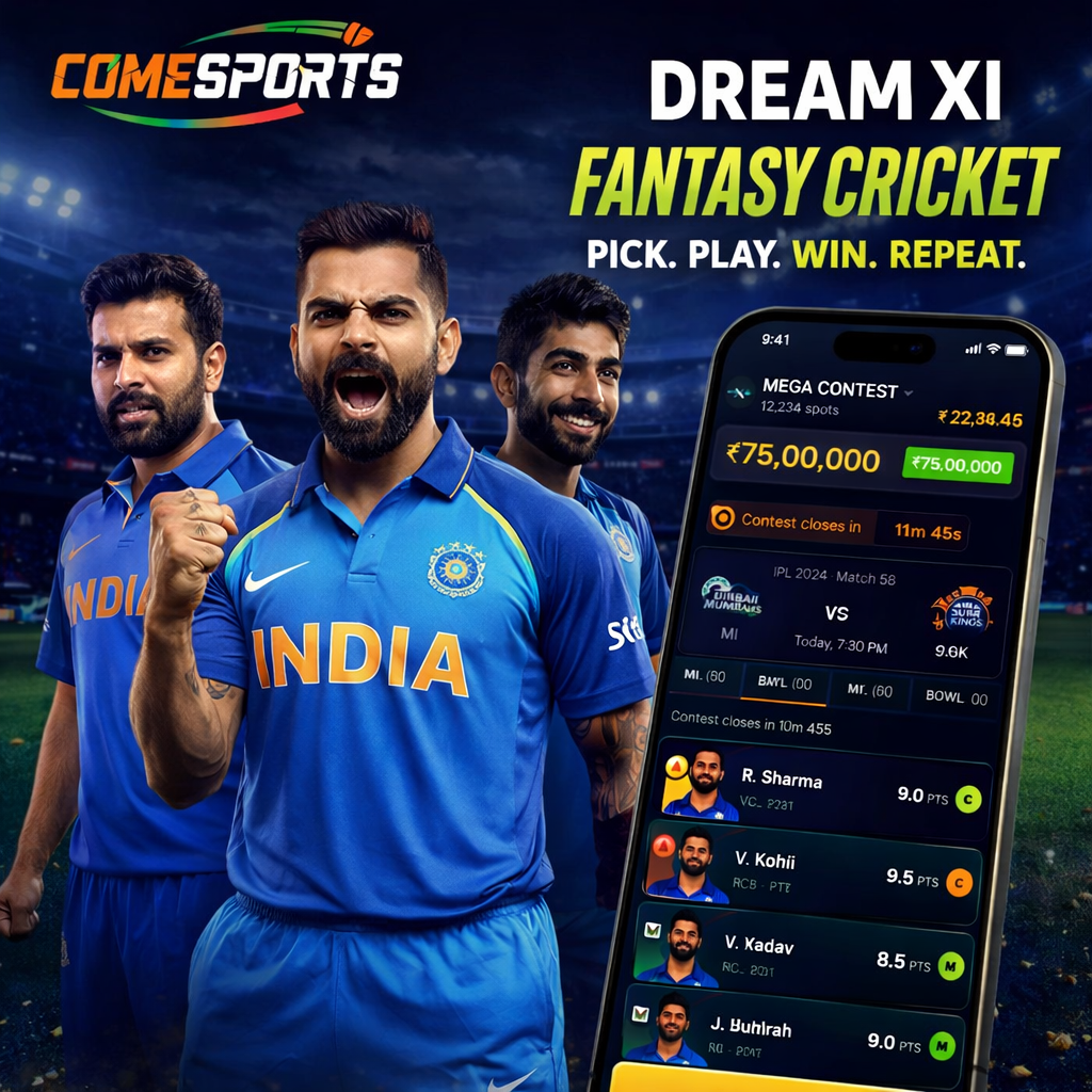 Come Play Club fantasy cricket and India team visual
